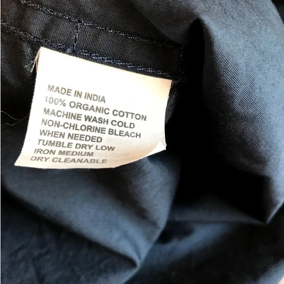 Prana Mens Organic Cotton Navy Short Sleeve Button Up Shirt size L - Picture 5 of 6